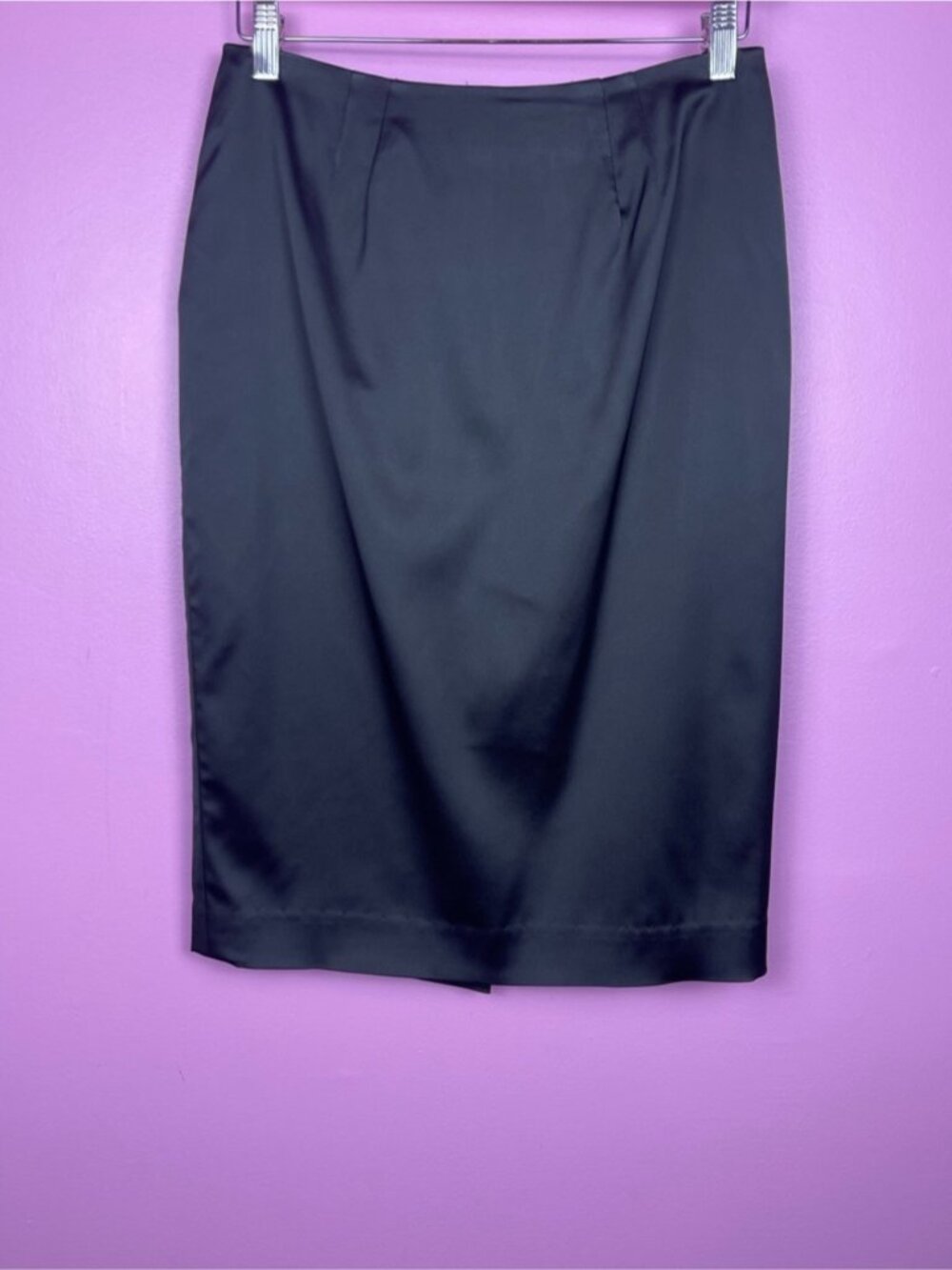Vintage Escada Satin Pencil Skirt Black Tailored Luxe Women’s Medium - Picture 4 of 12